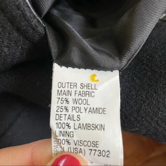 Zara Wool Blend Moto Lamb Leather Collar Coat